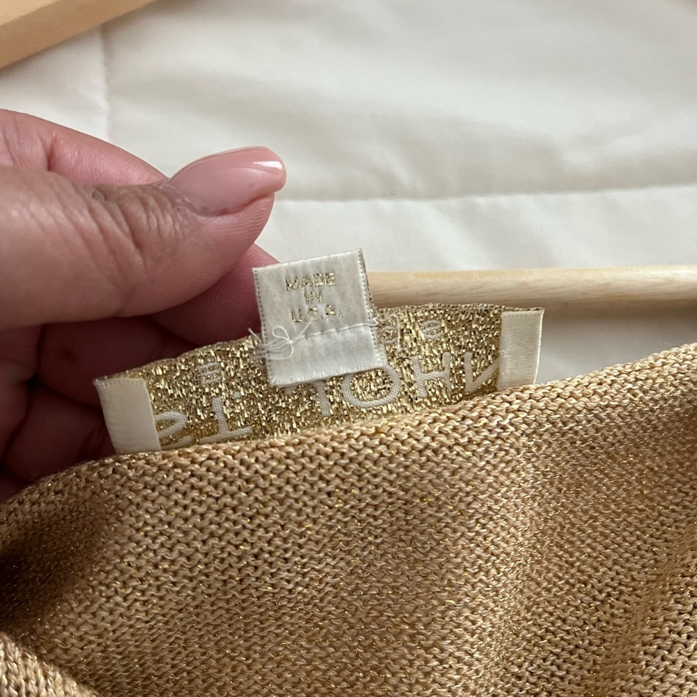 St. John Basic Gold Metallic Knit Top, Vintage - image 6